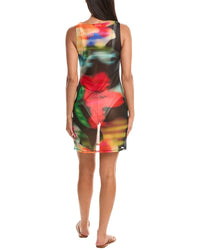 Natori Floral Mirage Printed Mesh Mini Dress