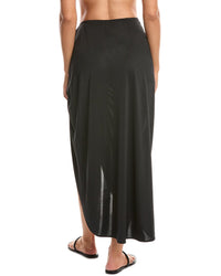 Natori Womens Solid Jersey Pareo, L, Black