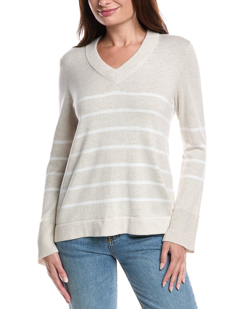 Forte Cashmere Stripe V-Neck Sweater