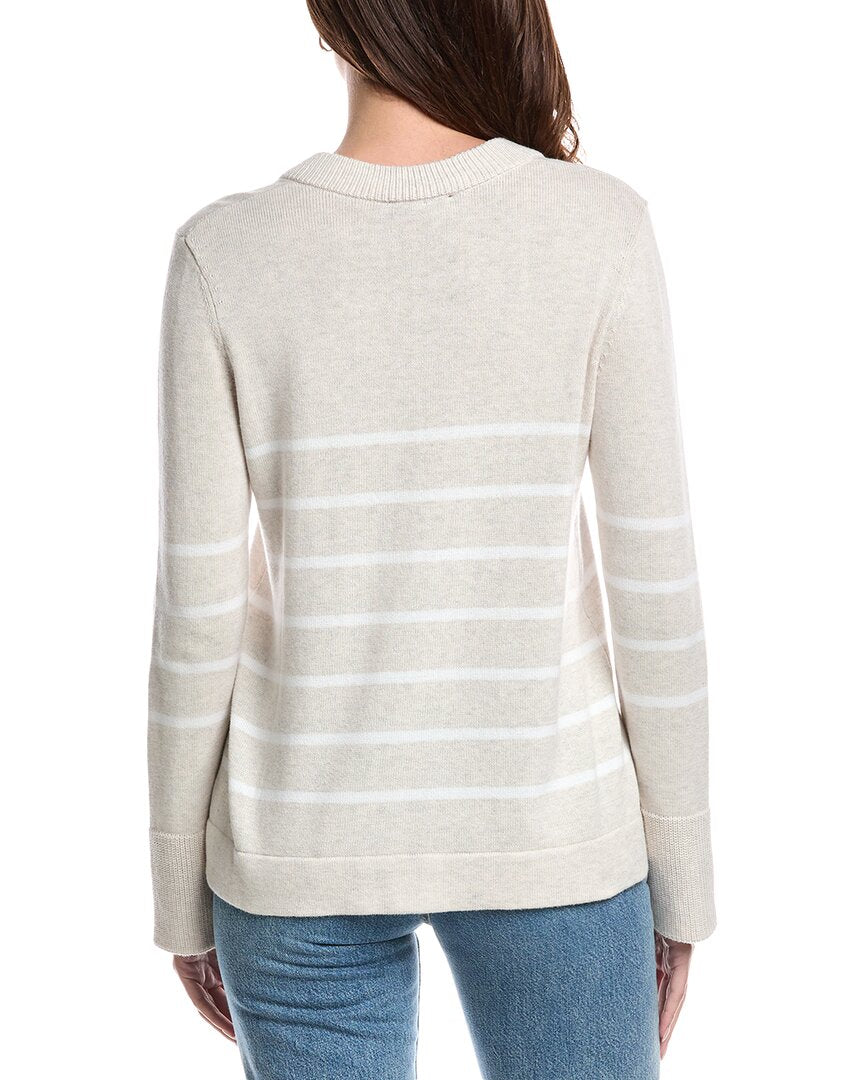 Forte Cashmere Stripe V-Neck Sweater