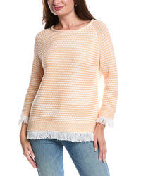 Forte Cashmere Textured Fringe Pullover