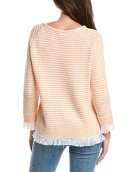 Forte Cashmere Textured Fringe Pullover