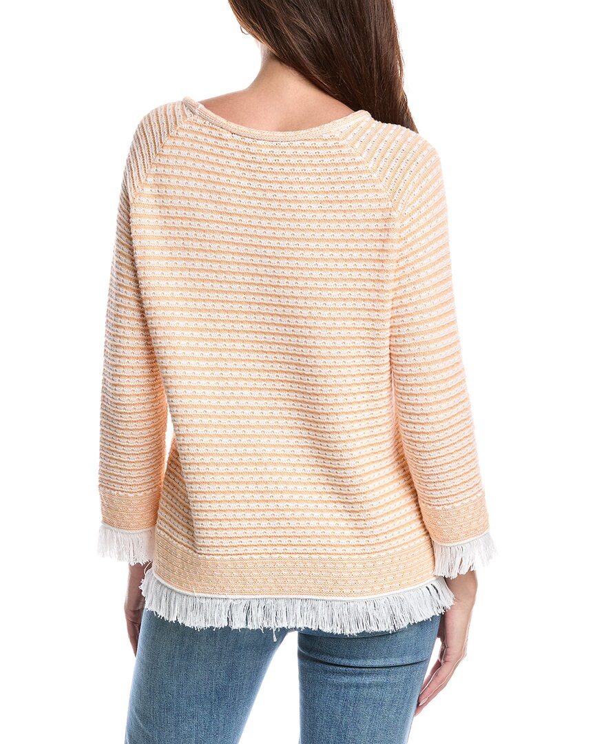 Forte Cashmere Textured Fringe Pullover