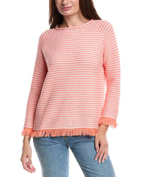 Forte Cashmere Textured Fringe Sweater