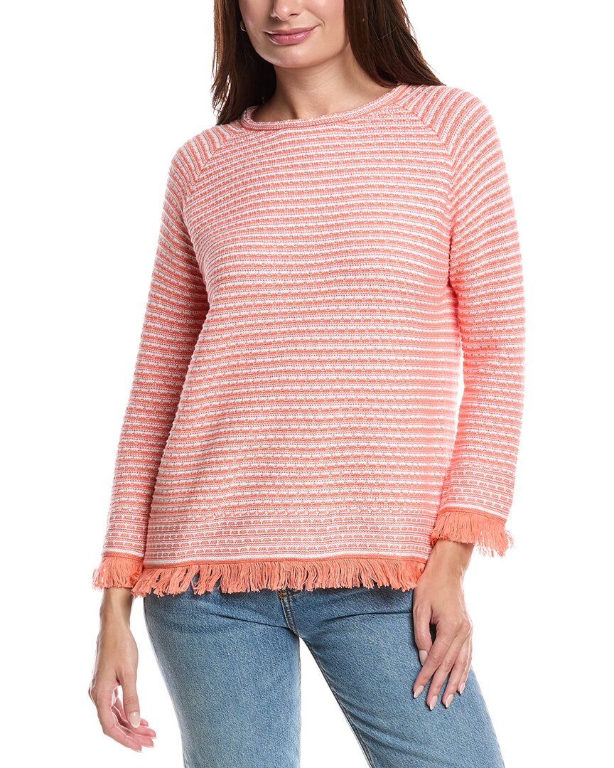 Forte Cashmere Textured Fringe Sweater