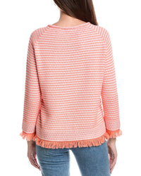 Forte Cashmere Textured Fringe Sweater