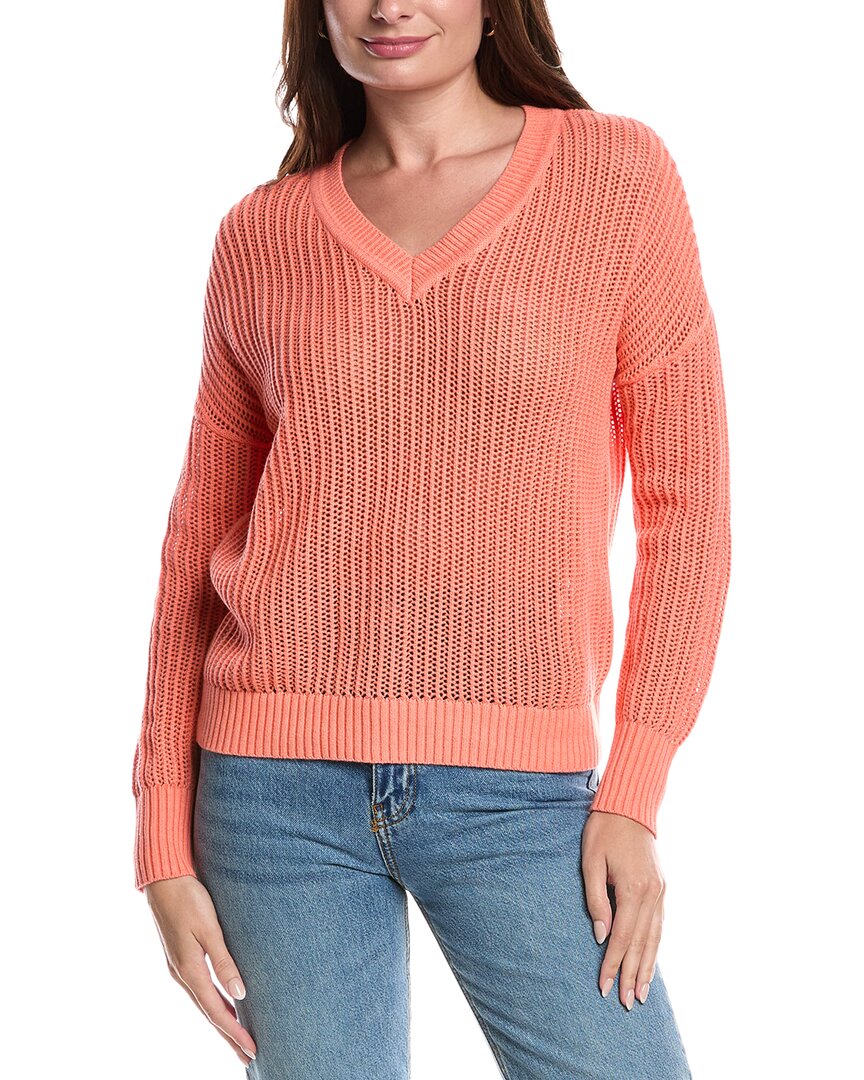 Forte Cashmere Open Stitch V-Neck Sweater