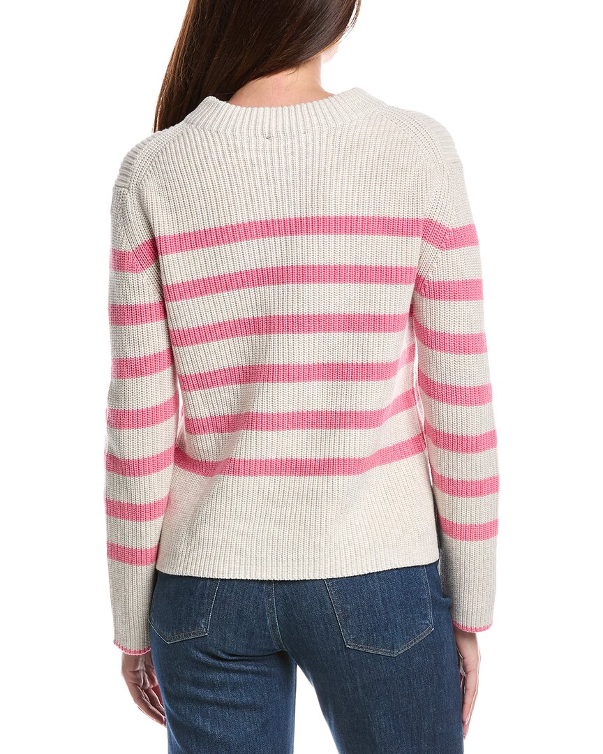 Forte Cashmere Striped Rib Funnel Neck Sweater