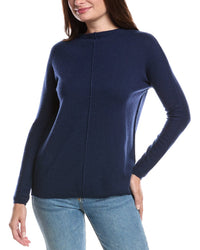Forte Cashmere Seamed Easy Funnel Neck Cashmere Sweater