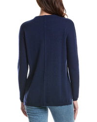 Forte Cashmere Seamed Easy Funnel Neck Cashmere Sweater