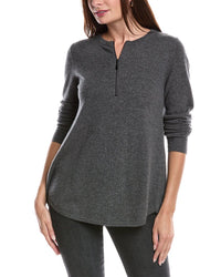 Forte Cashmere Pleat Back 1/4-Zip Cashmere Sweater