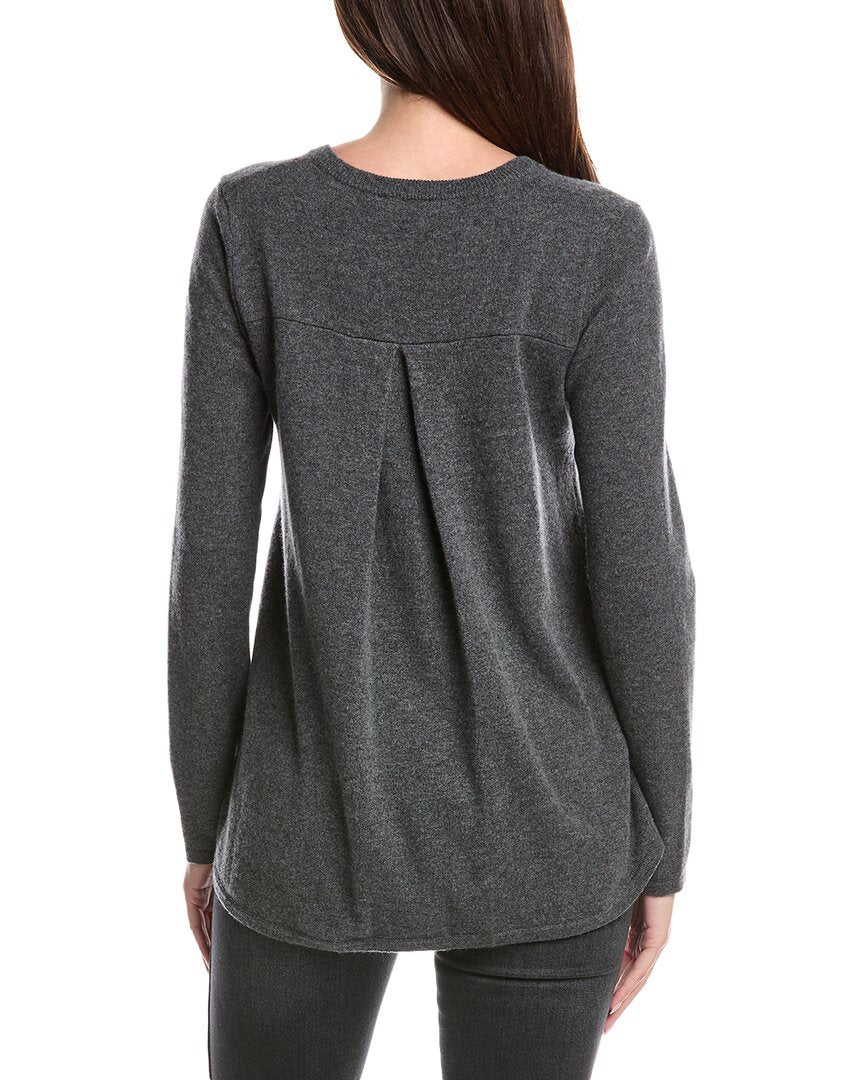 Forte Cashmere Pleat Back 1/4-Zip Cashmere Sweater
