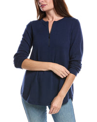 Forte Cashmere Pleat Back 1/4-Zip Cashmere Sweater