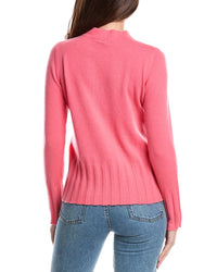 Forte Cashmere Rib Trim Funnel Neck Cashmere Sweater