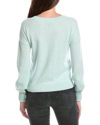 Forte Cashmere Gathered Sleeve V-Neck Cashmere Sweater