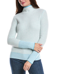 Forte Cashmere Plaited Rib Funnel Neck Cashmere Sweater