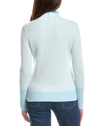 Forte Cashmere Plaited Rib Funnel Neck Cashmere Sweater