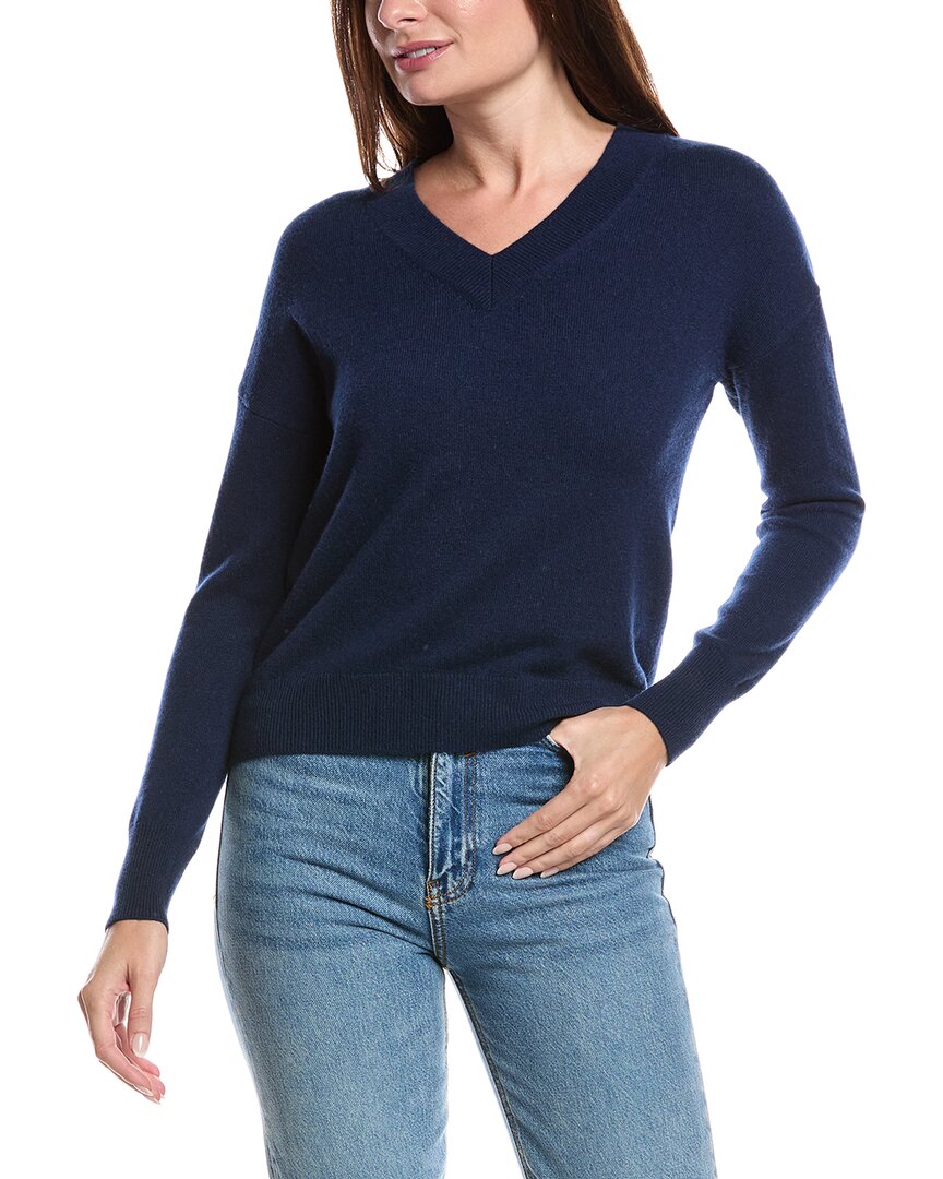 Forte Cashmere Gathered Sleeve V-Neck Cashmere Sweater