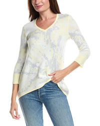 Forte Cashmere Reversible Starburst High-Low Cashmere-Blend Sweater