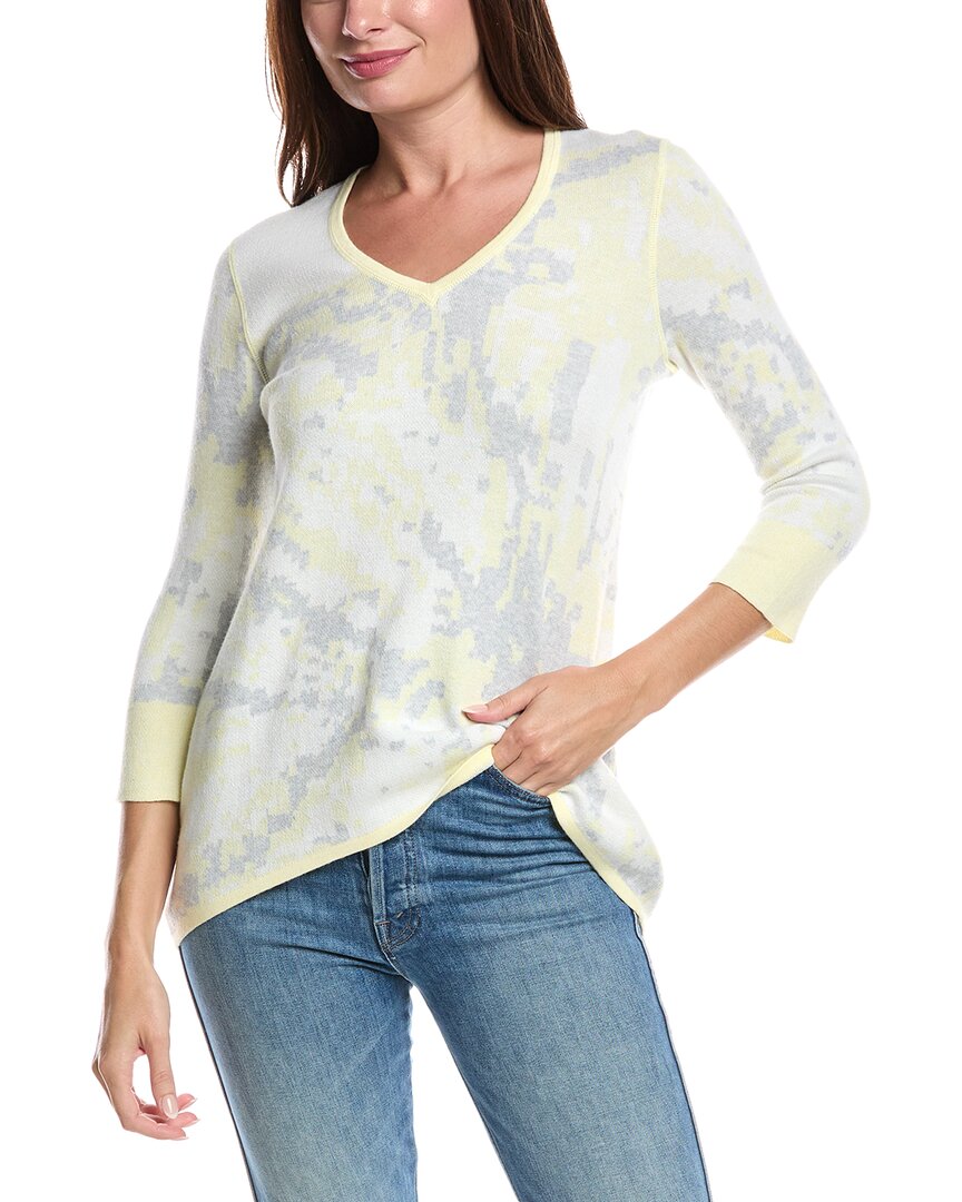 Forte Cashmere Reversible Starburst High-Low Cashmere-Blend Sweater
