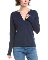Forte Cashmere Split Neck Cashmere-Blend Sweater
