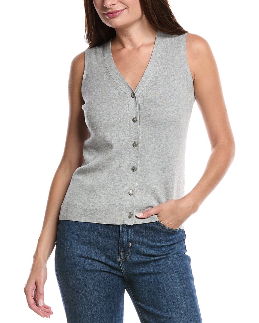 Forte Cashmere Button Silk & Cashmere-Blend Sweater Vest