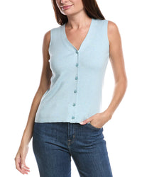 Forte Cashmere Button Silk & Cashmere-Blend Sweater Vest