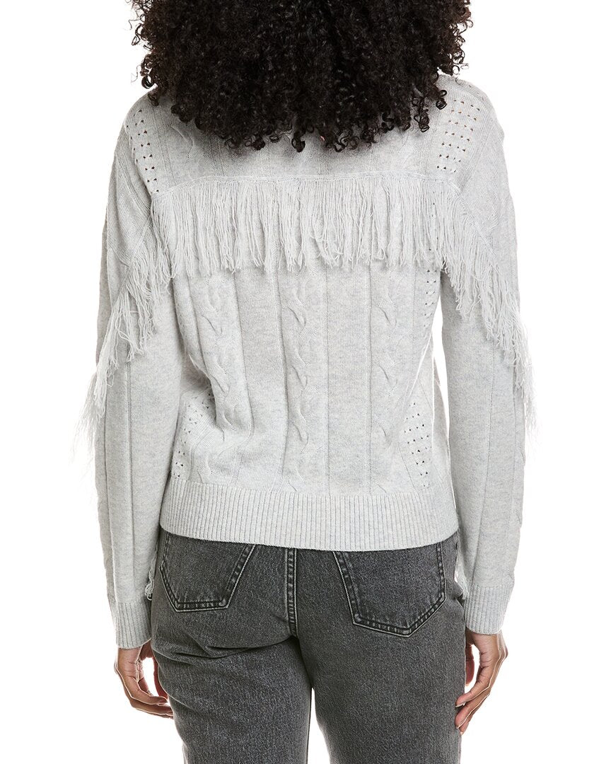 Brodie Cashmere Cable Fringe Polo Wool & Cashmere-Blend Sweater