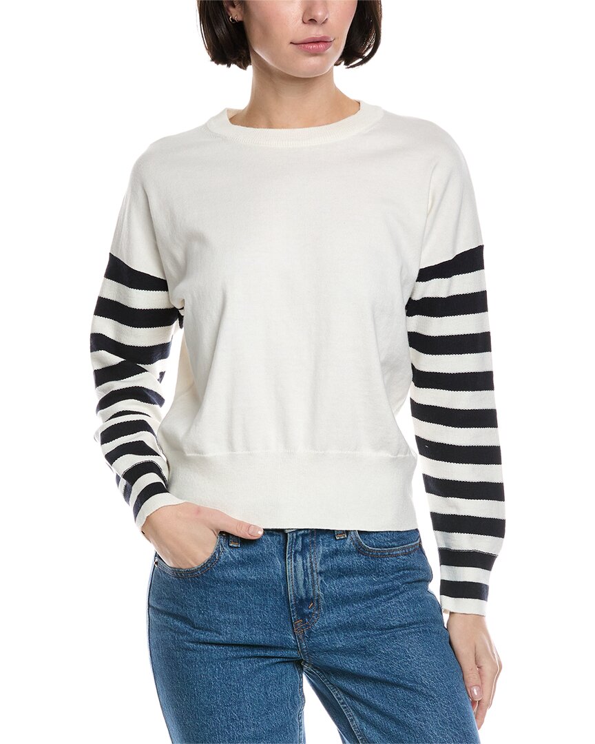 Brodie Cashmere Stripe Sleeve Cashmere-Blend Sweater