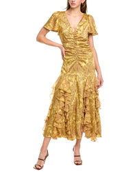 Cinq À Sept Olympia Midi Dress Yellow