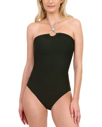 Gottex Knotted Bandeau Halter One-Piece 6 Black