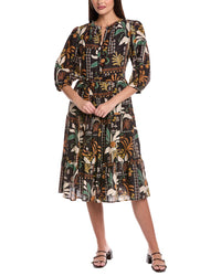 Velvet By Graham & Spencer Tiered Silk-Blend Midi Dress