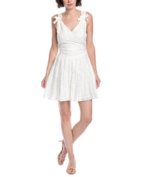 Fate Pleated Eyelet Mini Dress
