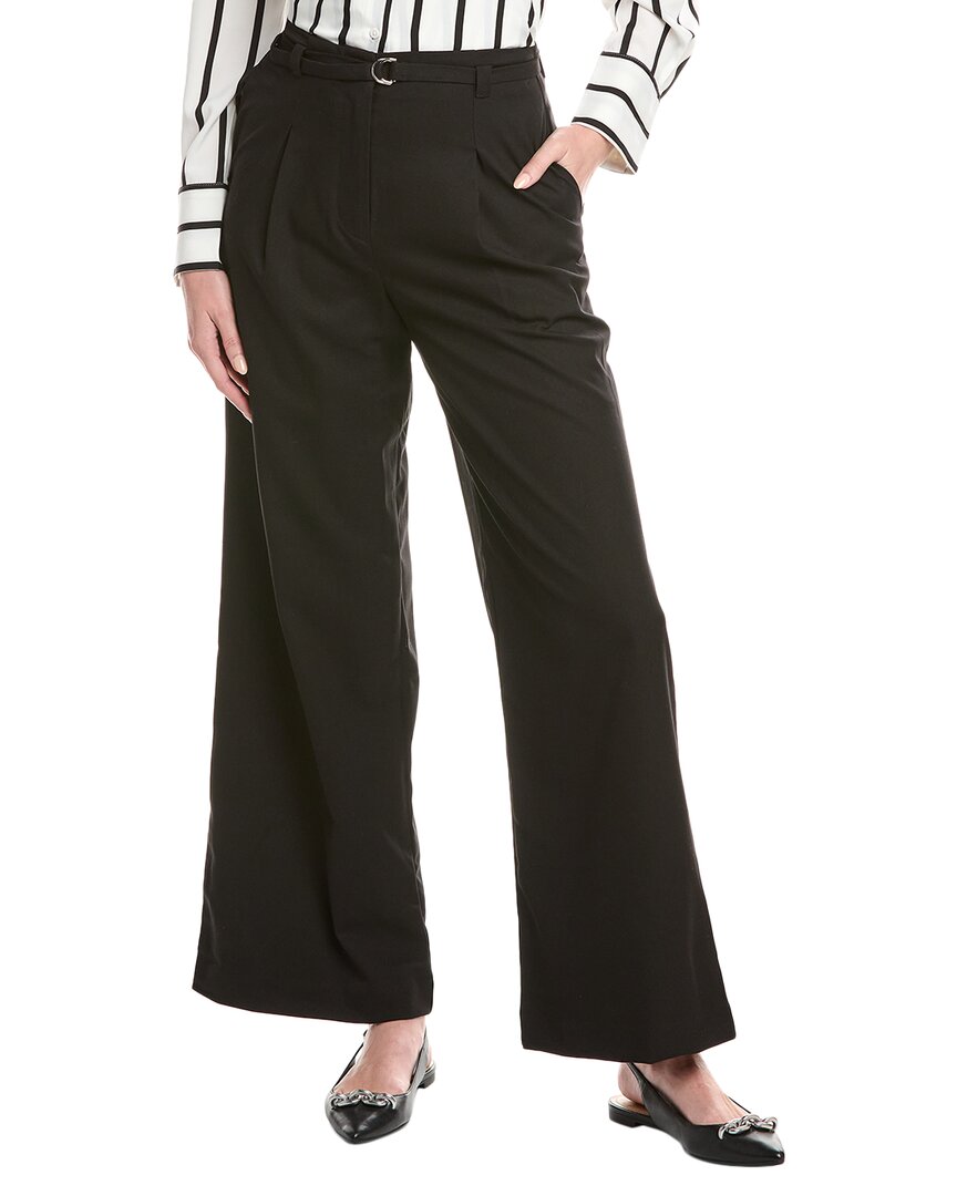 Grey Lab Pleated Wide Leg Pant Black