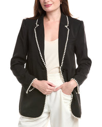 Endless Rose Pearl Trimmed Blazer Black