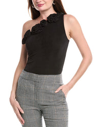 Endless Rose Rosette One-Shoulder Bodysuit Black