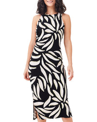 Nic+Zoe Petite Breezy Leaves Dress Black Multi