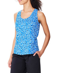 Nic+Zoe Tech Stretch Animal Blues Seamed Tank Blue Multi