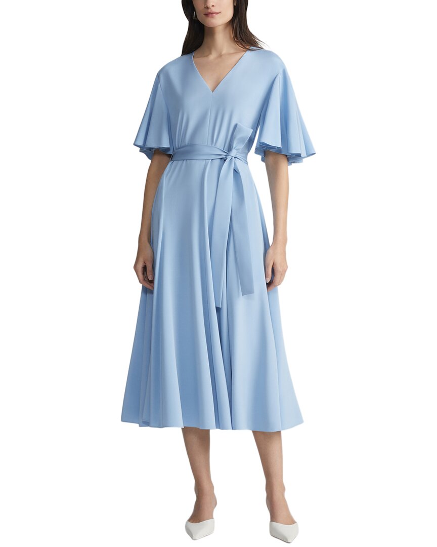 Lafayette 148 New York Womens Belted Flounced Sleeve Silk-Blend Dress, Xs