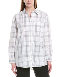 Lafayette 148 New York Boyfriend Oversized Shirt White Multi