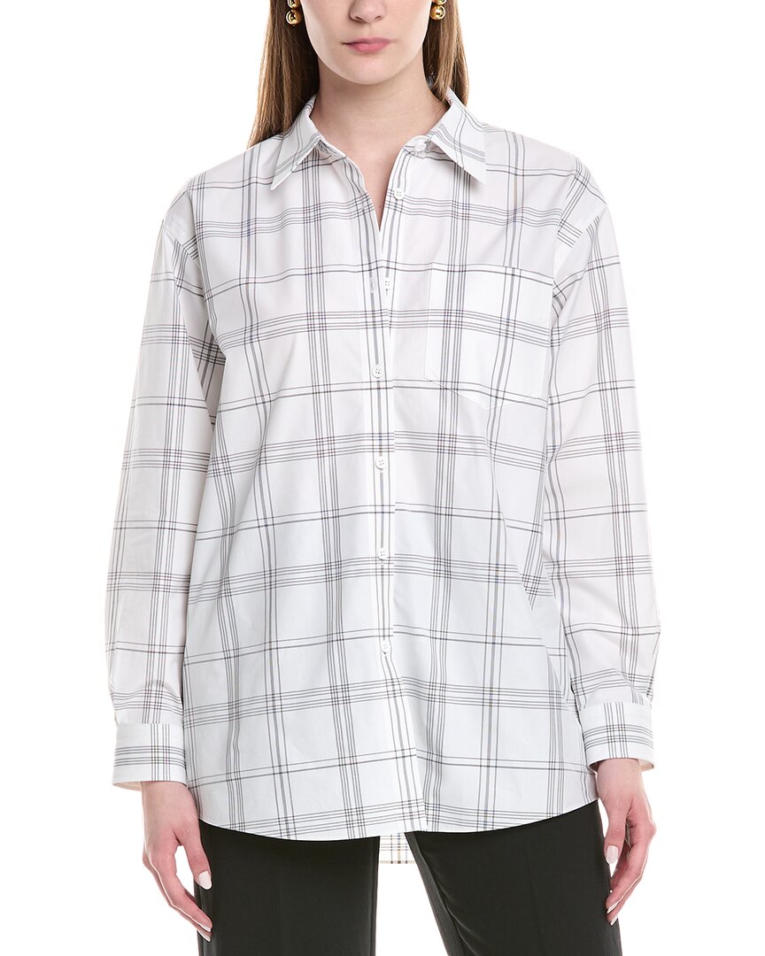 Lafayette 148 New York Boyfriend Oversized Shirt White Multi
