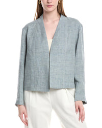 Lafayette 148 New York Collarless Linen-Blend Jacket Blue
