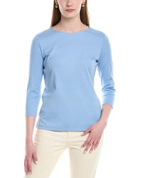 Lafayette 148 New York Petite Carver T-Shirt Blue