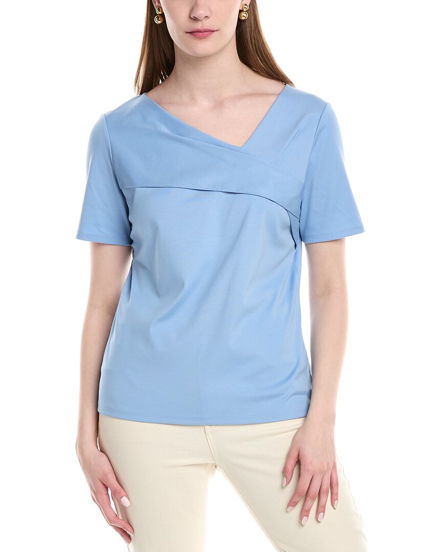 Lafayette 148 New York Petite Twisted Top Blue