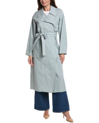 Lafayette 148 New York Belted A-Line Linen-Blend Trench Coat