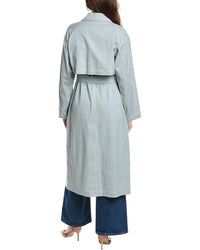 Lafayette 148 New York Belted A-Line Linen-Blend Trench Coat