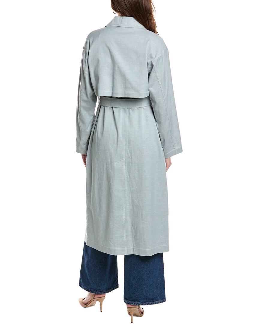 Lafayette 148 New York Belted A-Line Linen-Blend Trench Coat