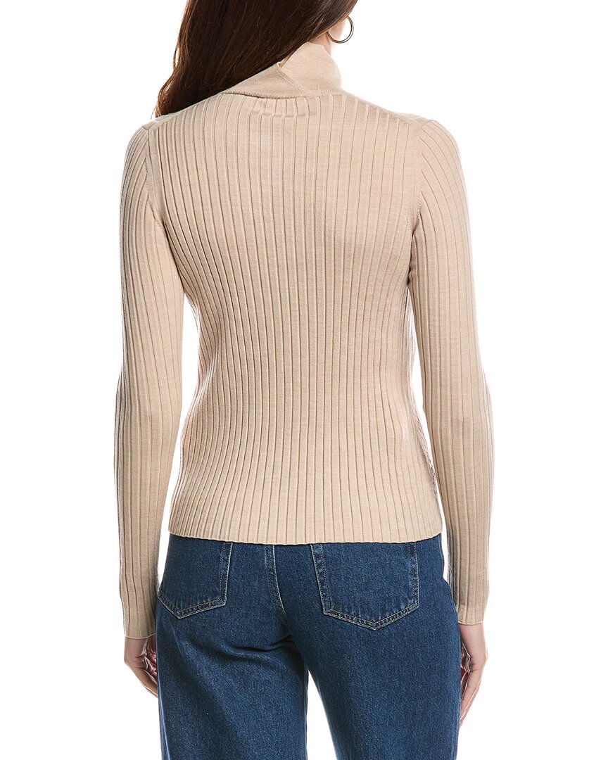 Lafayette 148 New York Ribbed Split Stand Collar Wool-Blend Sweater
