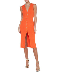 L'agence Domino Button Wool-Blend Dress