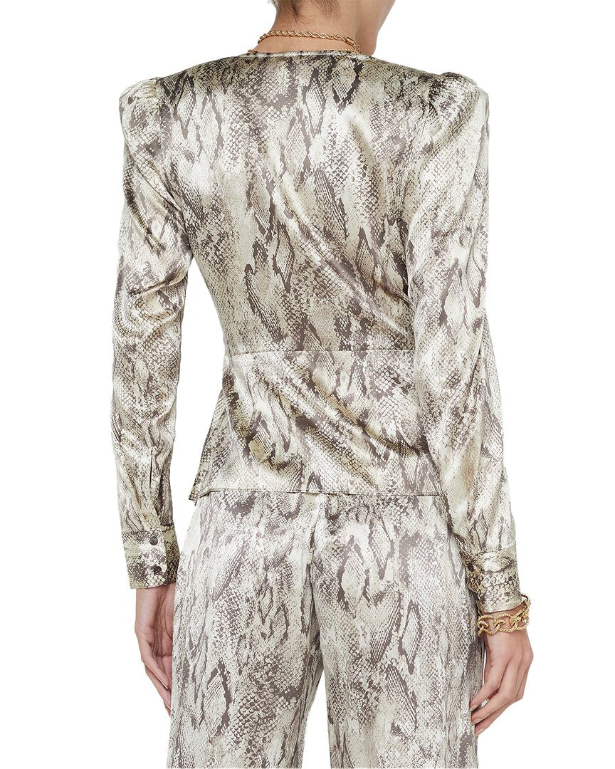 L'agence Bensen Silk-Blend Wrap Buckle Blouse